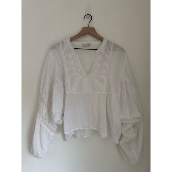 Mes Demoiselles Angela 100% Cotton White Boho Pintuck Blouse - Picture 2 of 10